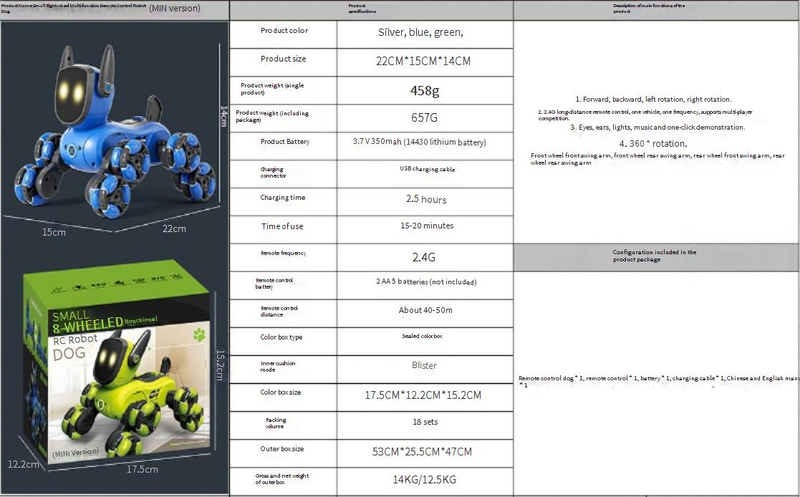 Spielzeug Spiele Kleine Achtrad-Gestenerkennung Multifunktions-Fernbedienung Stunt-Roboter Hund Kinderspielzeug_voghion.com