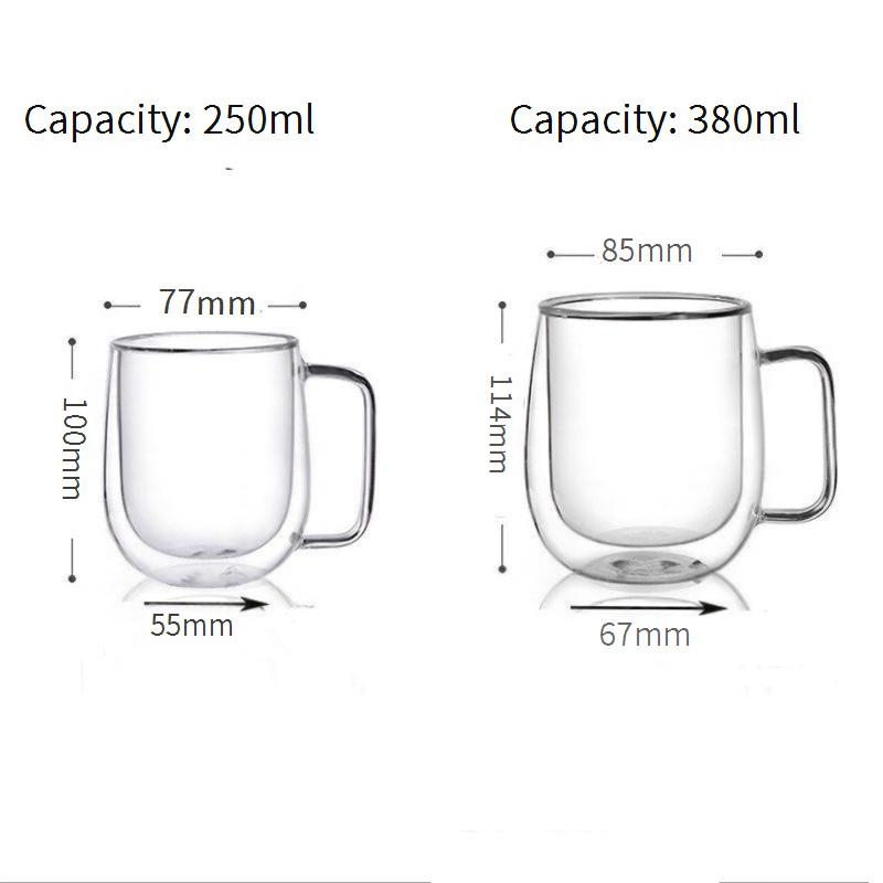 Family Organizer Double Layer Mug Heat Resistant Transparent Coffee Cup With Handle Insulated Glass Cup Thickened Milk Cup_voghion.com