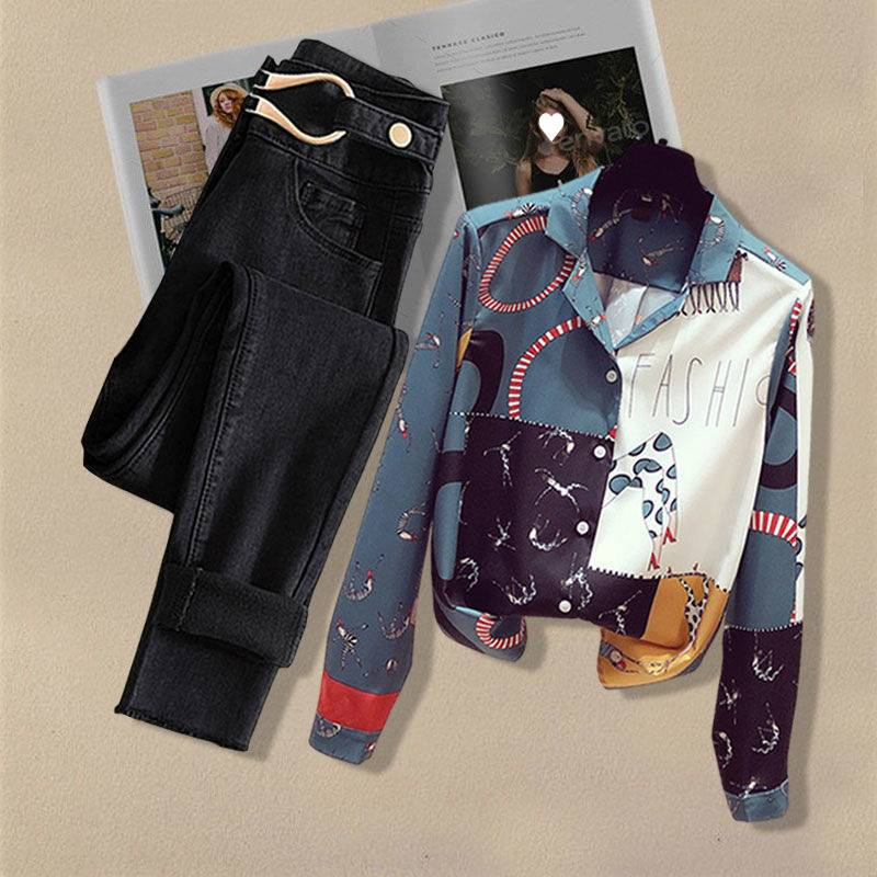 Camisas de estilo nuevo para mujer, modernas, ajustadas y versátiles, traje de dos piezas con jeans._voghion.com