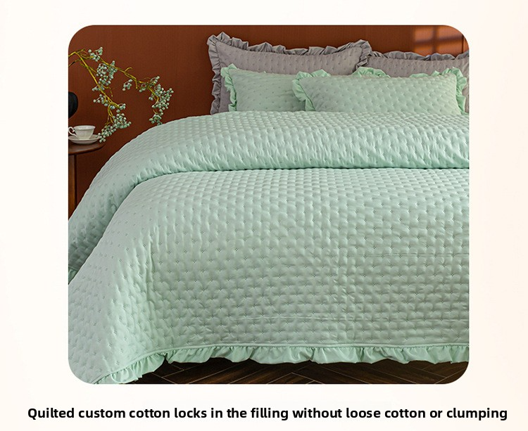 Premium Ruffled Quilted Bedspread Set - 3 Piece Multi-Functional Summer Weight Bedding With Machine Washable Cover_voghion.com