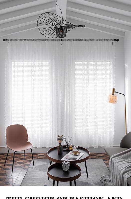 Tende trasparenti in pizzo bianco – Pannelli per finestre in voile di policotone per soggiorno e camera da letto – Tende trasparenti con ricamo in stile coreano (150×240 cm, set di 2 pannelli)_voghion.com