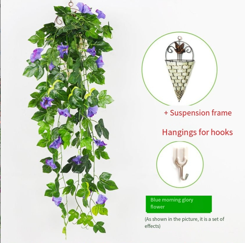 Ghirlanda di edera artificiale con cesto appeso - Decorazione floreale in seta rosa da 1,1 m per pareti interne, matrimoni, casa e decorazioni esterne_voghion.com