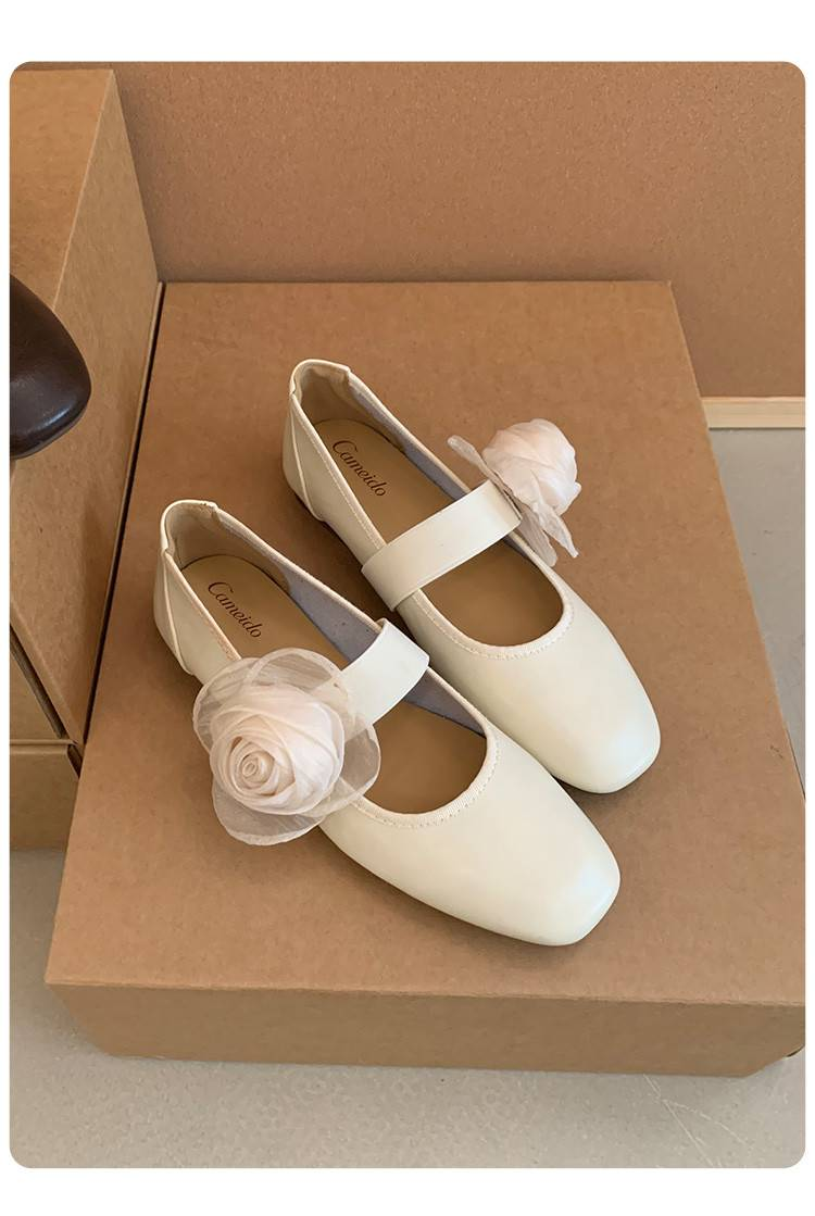 Cameido Zarte Ballett-Mary-Jane-Schuhe im Feenstil mit abnehmbaren Blumen, flache Zweiwege-Einzelschuhe für den Herbst 2025_voghion.com