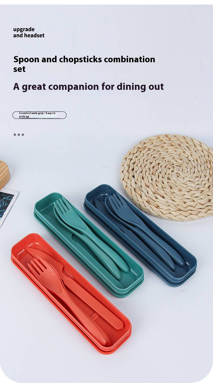 Besteckset aus Weizenstroh – umweltfreundliches 3-teiliges Messer-Gabel-Löffel-Set für Studenten und unterwegs (BPA-frei, tragbares Geschenk)_voghion.com