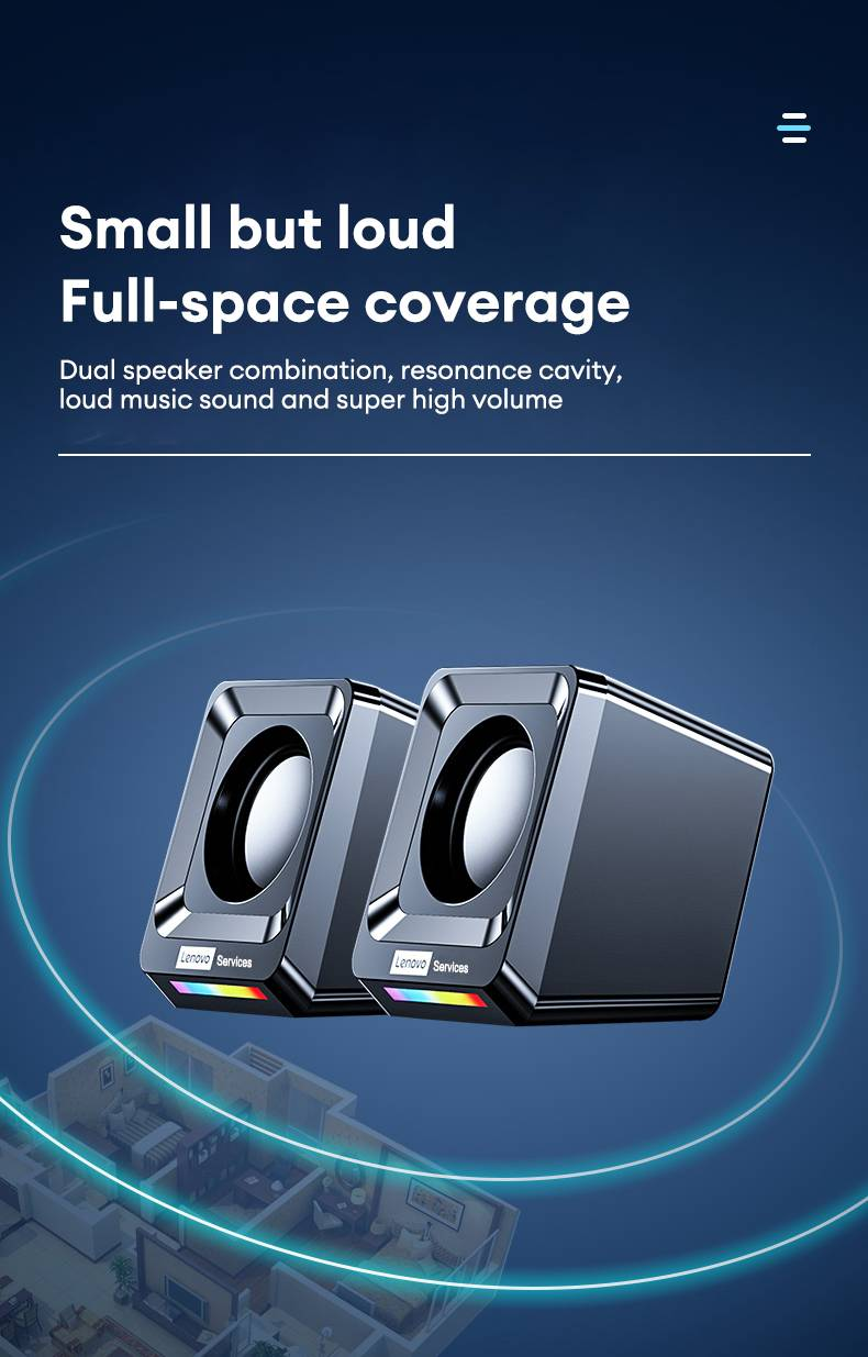 Original Lenovo A01 Computer Speakers Sound Box Wireless Bluetooth Surround Heavy Bass Loudspeaker Mini Portable With LED Light Subwoofer_voghion.com