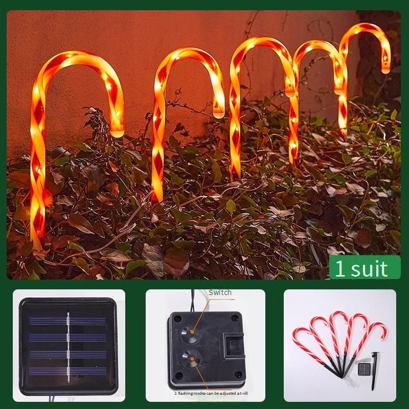 Solar Christmas Candy Stake Lights - 5 Pack Festive Outdoor Decorative Lights For Lawn, Garden & Pathway_voghion.com