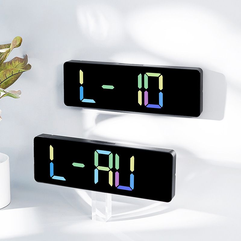 Moderno orologio da parete digitale a LED con visualizzazione della temperatura, calendario e sveglia - Retroilluminazione colorata per l'arredamento di casa, palestra e ufficio_voghion.com