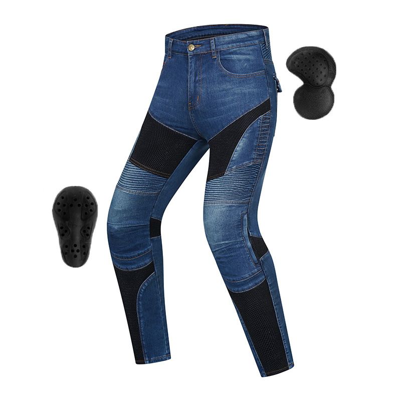 Motorradjeans für Herren – Atmungsaktive Stretch-Jeanshose mit Mesh-Futter für Motorrad und Gelände – Schwarz und Blau (S-XXXL)_voghion.com