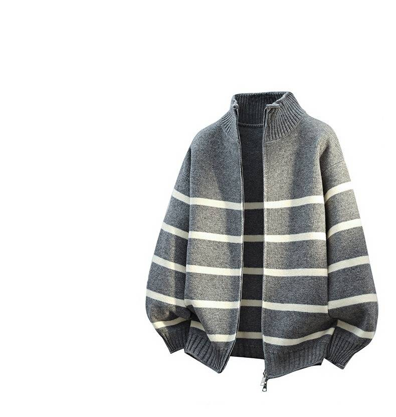 Męski luźny sweter z dzianiny oversize z okrągłym dekoltem, miękki, oddychający materiał, luźny krój na jesień i zimę, szary/czarny/zielony (rozmiary M-4XL)_voghion.com