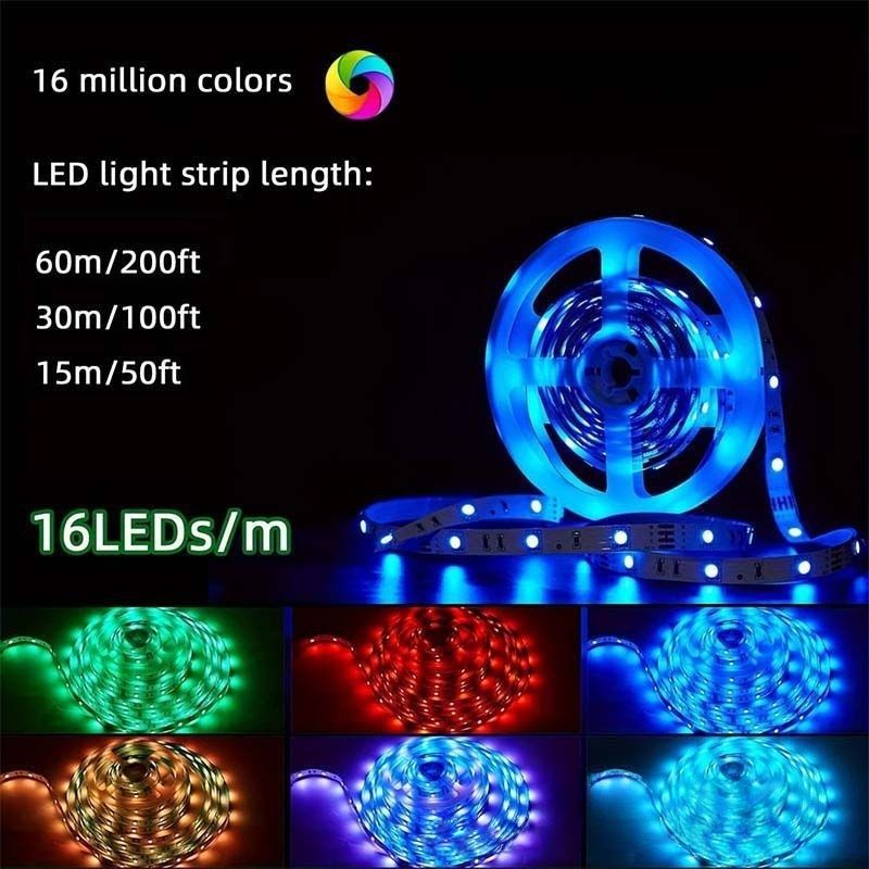 24V Bluetooth IR 44 Tuşlu Uzaktan Kumandalı RGB LED Şerit Işıklar 3535 SMD Çipli İç Mekan Ev Dekorasyonu İçin (15M/30M/60M)_voghion.com