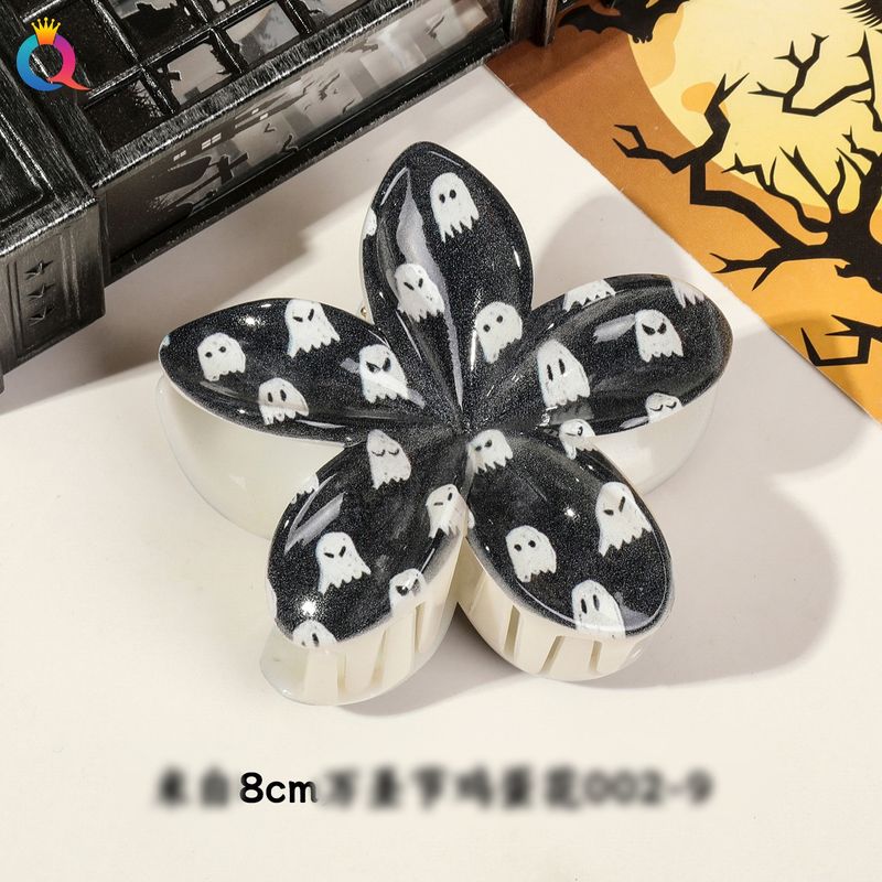 Multiple Pattern And Color Options For Halloween Pumpkin Skull Witch UV Print Frangipani Clip Girls Headdress_voghion.com