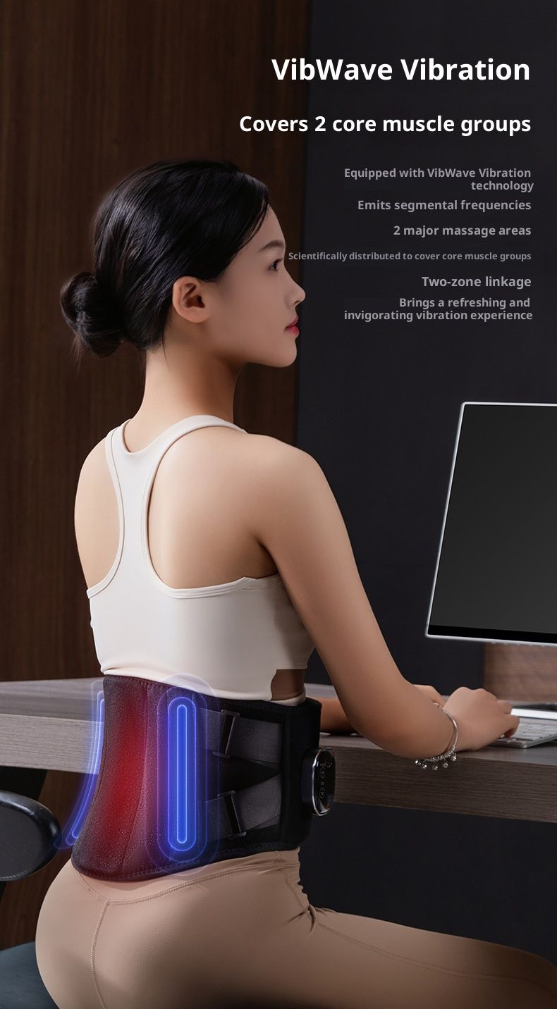 Cintura massaggiante riscaldante professionale con vibrazione e supporto per la vita - 3 modalità di velocità regolabili, display LCD, design traspirante_voghion.com