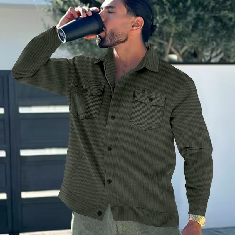 Men's Corduroy Jacket – Single-Breasted Notch Lapel, Breathable & Wrinkle-Resistant, Multi-Pocket Casual Blazer (S-XXXL, Autumn Essential)_voghion.com
