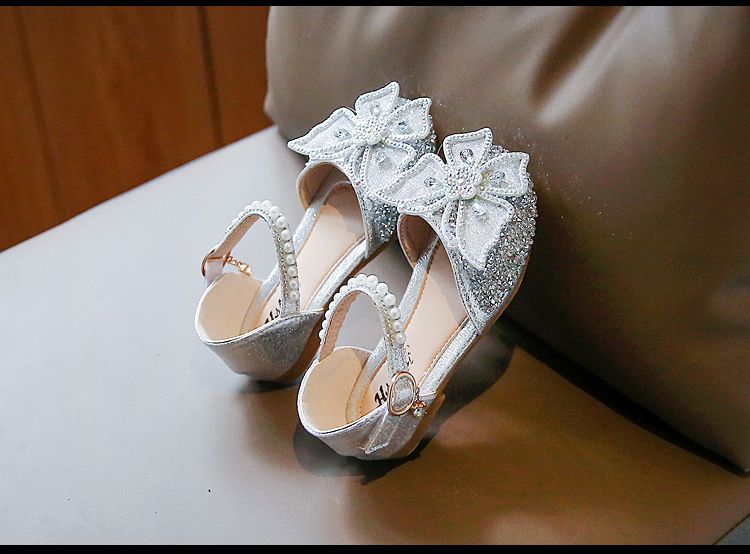 2025 Spring Cross Border New Bow Pearl Sandals Children's Single Shoes High Value Princess Shoes Girls' Small Leather Shoes_voghion.com