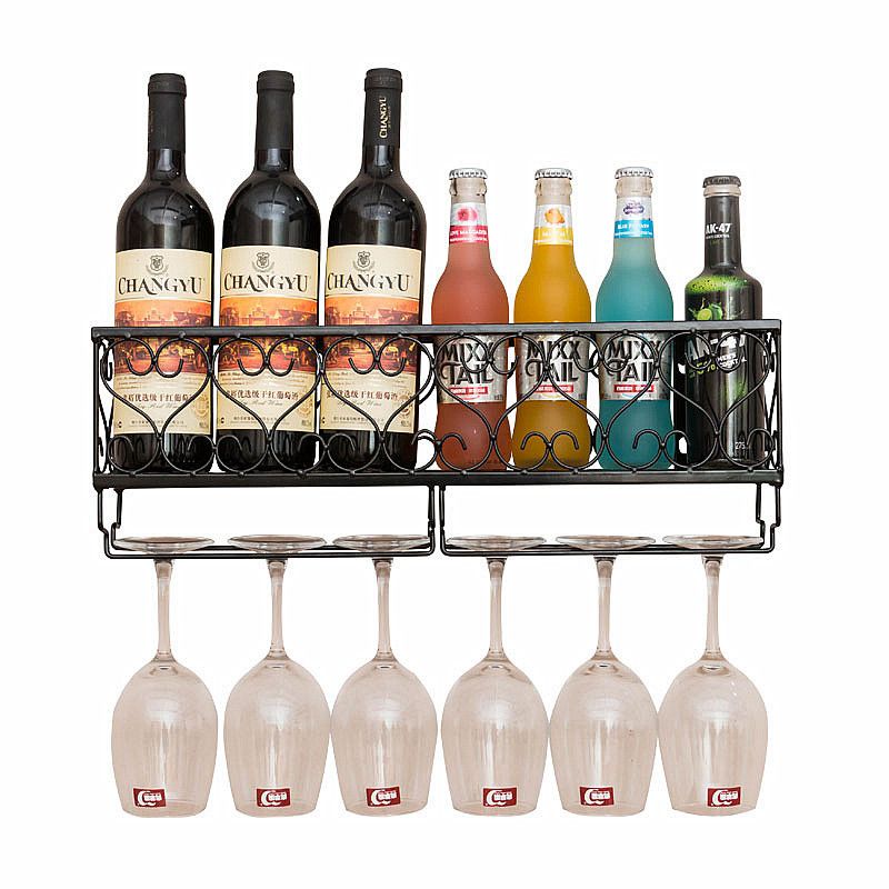 Simple Wine Rack Hanging Wine Glass Rack European Style Wall Hanging Wine Glass Rack Hanging Upside-down Living Room Household Retro Goblet Rack_voghion.com