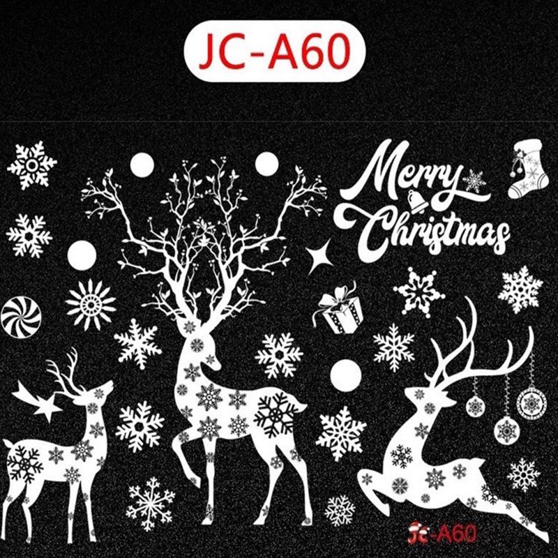 Christmas snowflake elk sleigh window decoration Christmas tree 3d static sticker New Year window sticker Christmas sticker_voghion.com