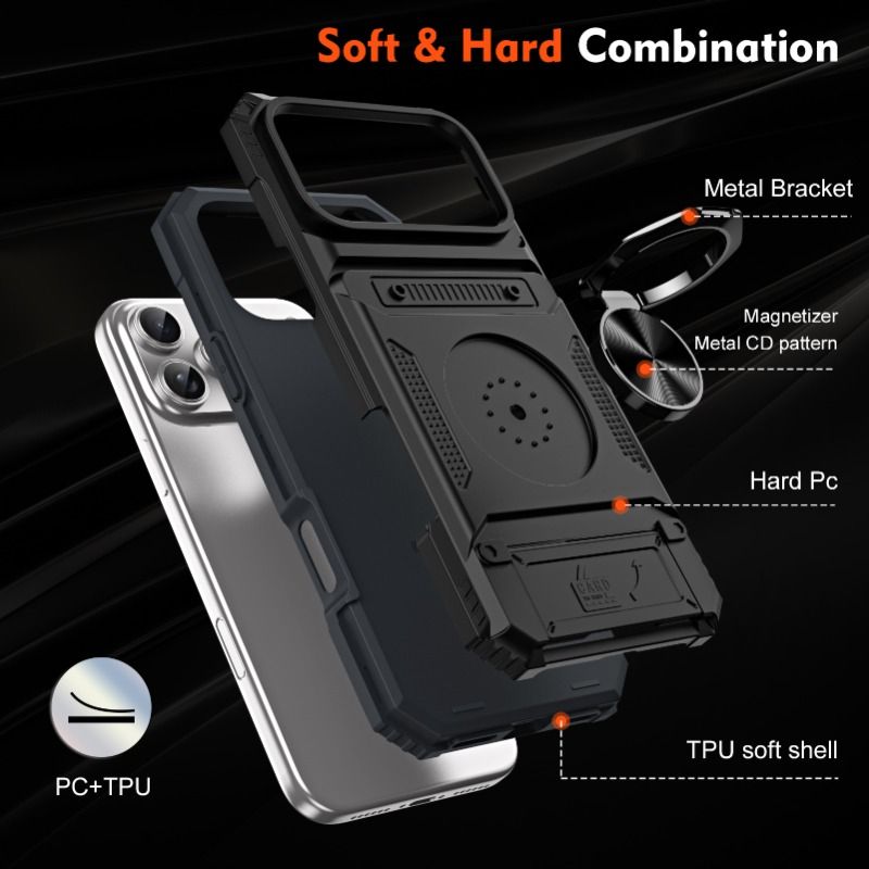 Heavy Duty Drop Shockproof Rotated Ring Kickstand Phone Cases For Iphone 17 14 13 15 16 Pro Max Plus Magnetic Wallet_voghion.com