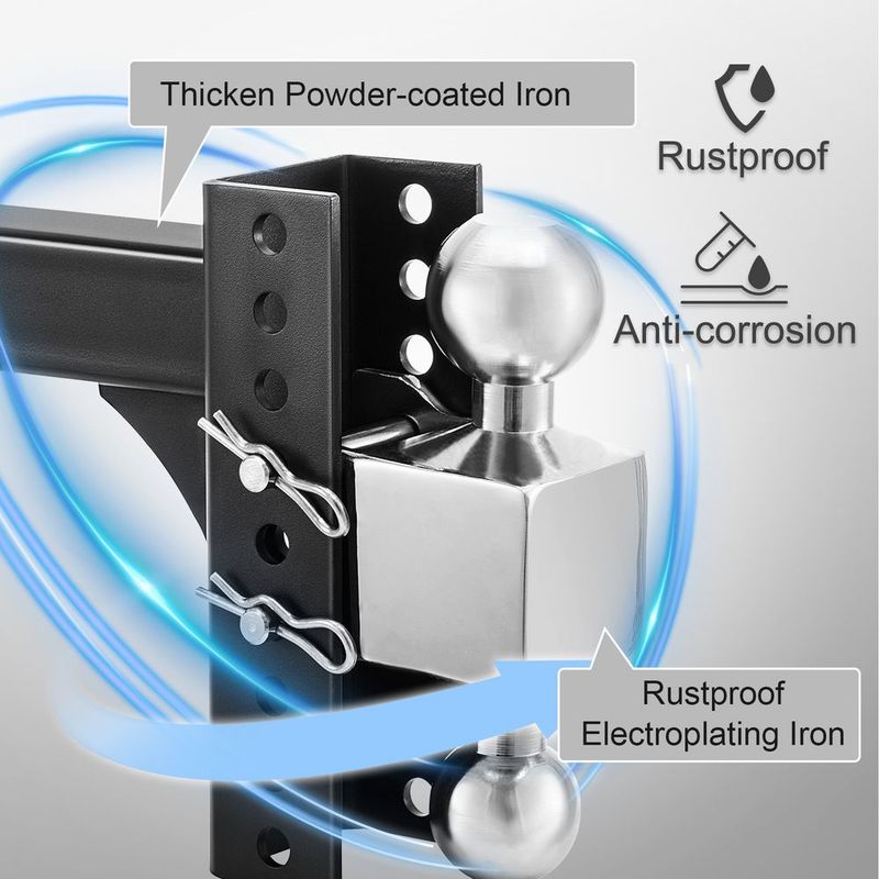 VEVOR Adjustable Trailer Hitch, 6" Rise & Drop Hitch Ball Mount 2.5" Receiver 22,000 LBS Rating, 2 And 2-5/16 Inch Stainless Steel Balls W/ Key Lock, For Automotive Trucks Trailers Towing_voghion.com