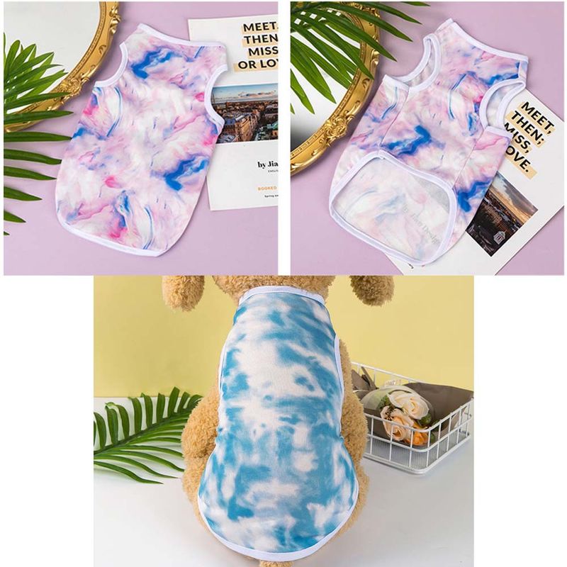 New Pet Clothes Tie-Dye Summer Vest Jumpsuit Quick-Dry Breathable Large Medium Small Dog Clothing_voghion.com