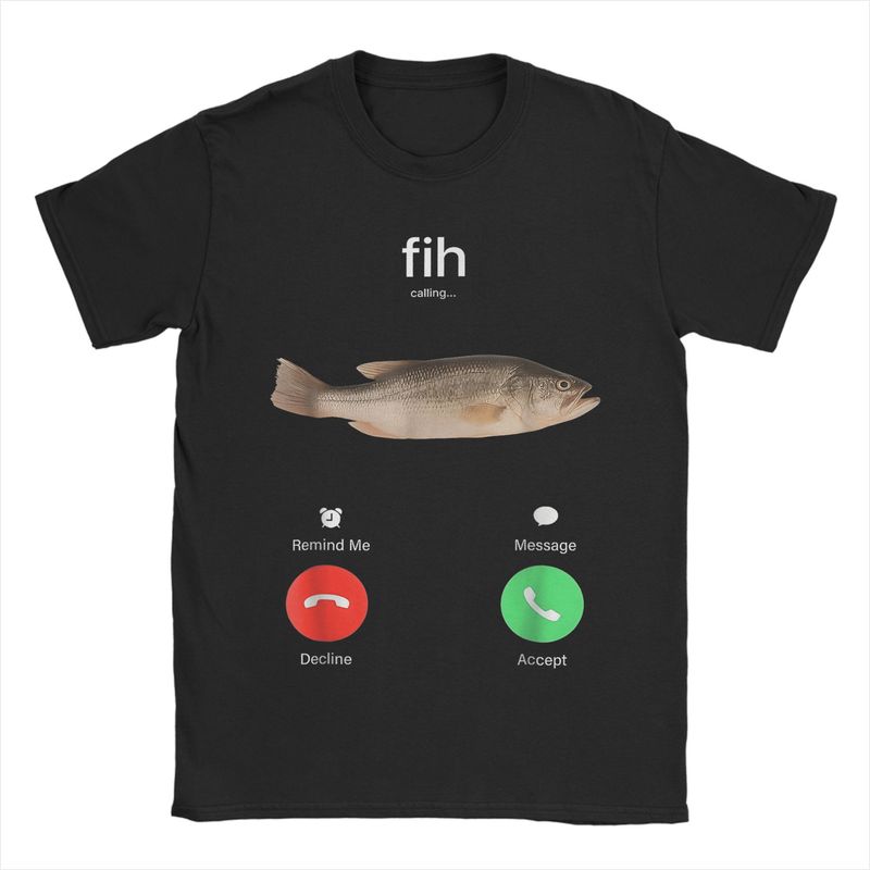 Magliette da uomo Fih Calling Ricordami Messaggio Rifiuta Accetta Chiamata Telefonica Fish Awesome Tees Magliette a manica corta Abbigliamento_voghion.com