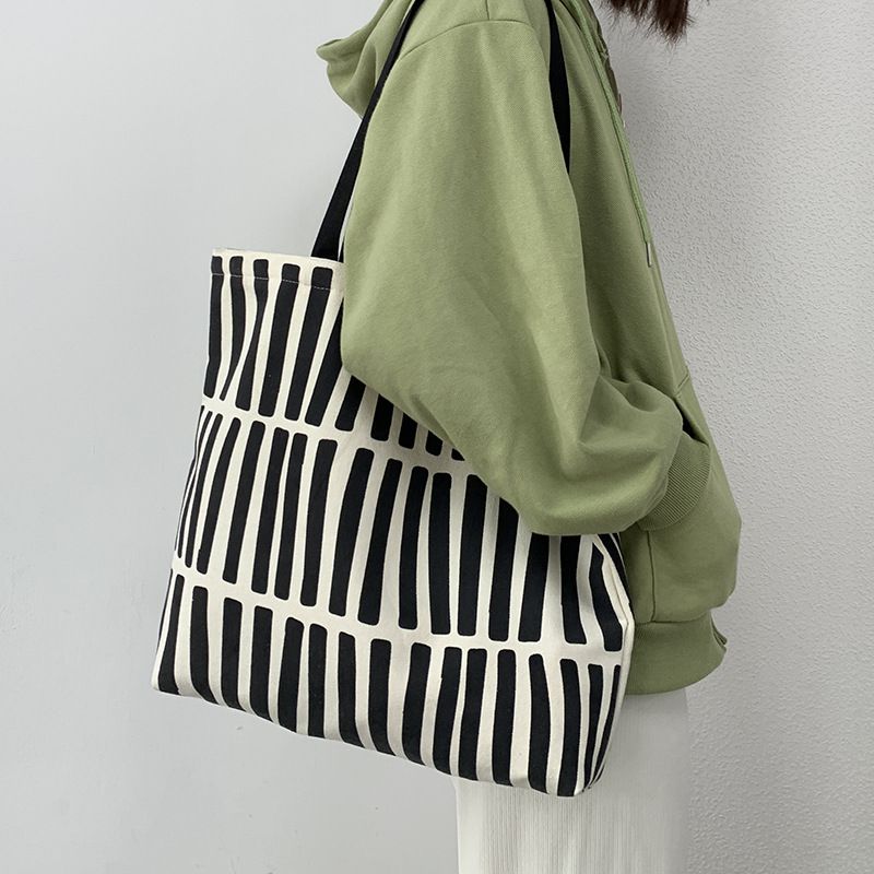 Bolsa feminina de lona, moda coreana, tecido de algodão, ecológica, reutilizável, para compras, grande, bolsa de ombro para mulheres, estudante_voghion.com
