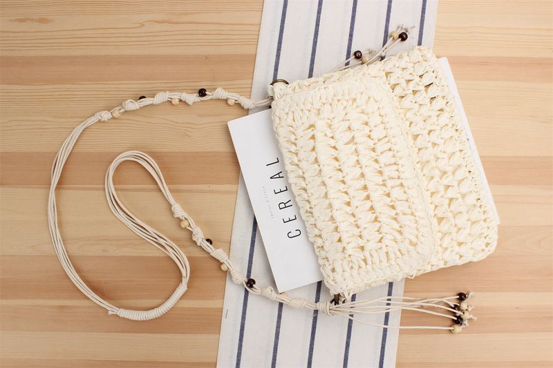 Damentaschen Einteiliges Drop Shipping Neue Art Style Style Mode Urlaub Kleine Tasche Flip Crossbody Papiergewebte Tasche Fan Flower Woven Bag_voghion.com