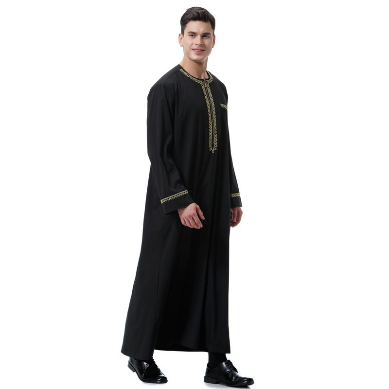 Camisa masculina com zíper e robe solto muçulmano do Oriente Médio árabe Dubai Malásia_voghion.com