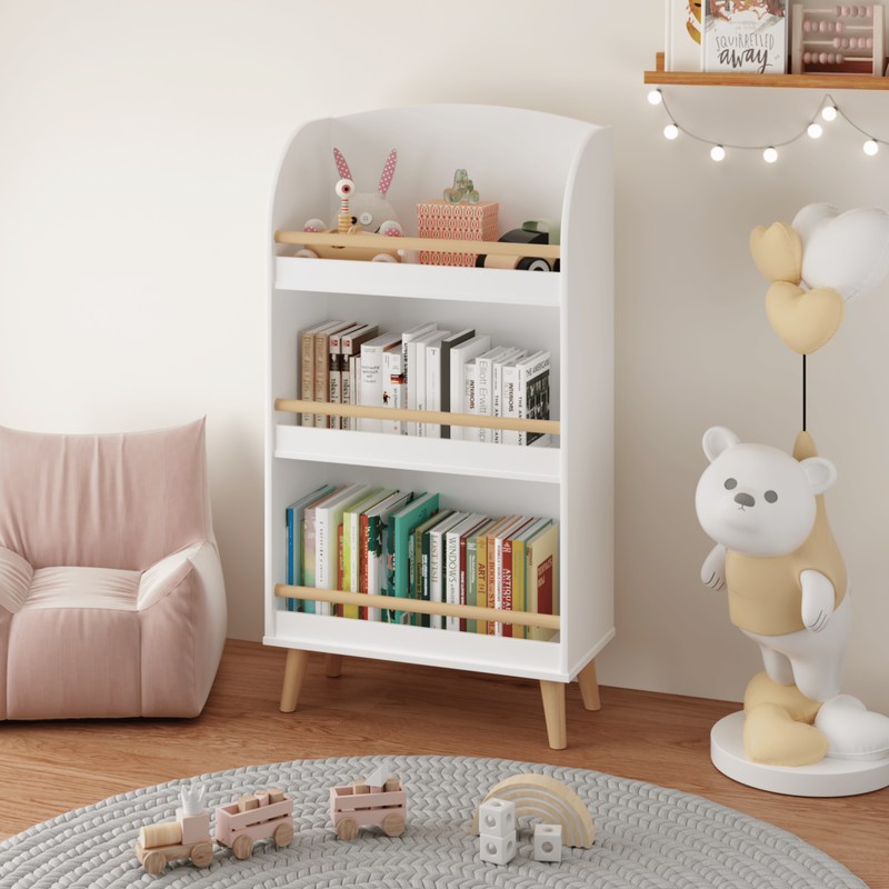 Kids Bookshelf, 3-Tier Bookcase, Book Organizer, Toy Storage Cabinet Organizer_voghion.com