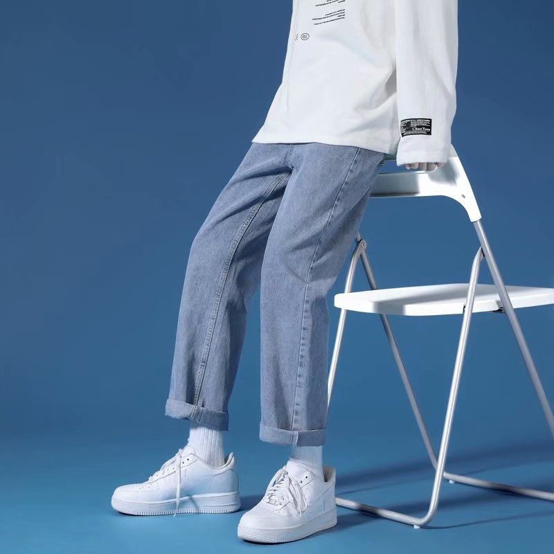 2024 Men's Korean Style Loose Straight Jeans | Vintage Washed Wide Leg Trousers | Streetwear Comfort Fit Casual Pants_voghion.com