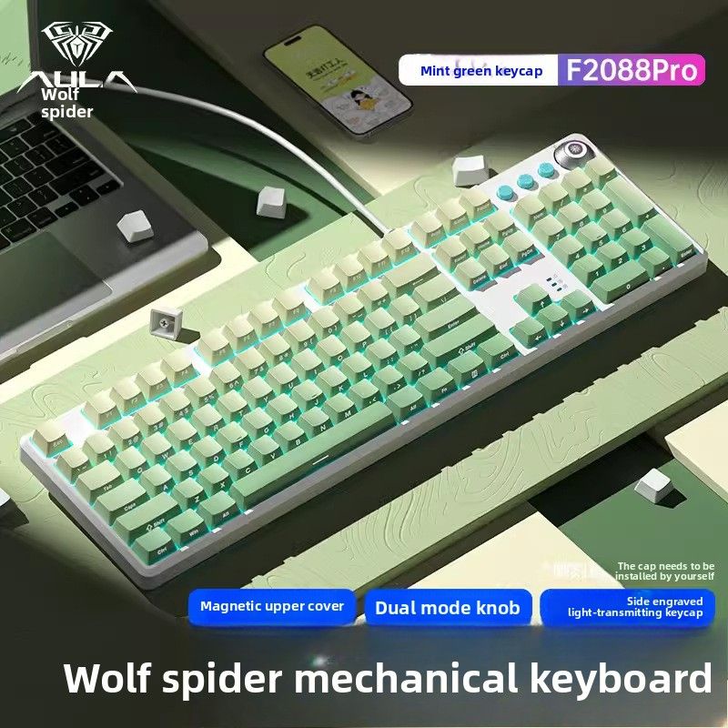 Tarantula F2088Pro Kabelgebundene mechanische Tastatur, Blaue Achse, Rote Achse, Tee-Achse, Notebook, E-Sport-Spiel, mit magnetischer oberer Abdeckung_voghion.com