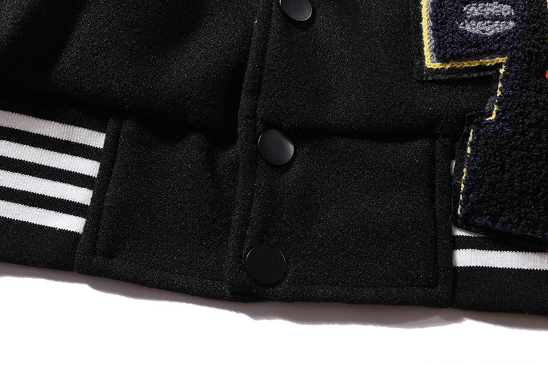 Man's Clothing Woolen Leather Sleeve Ing Embroidery Baseball Collar Clip Men's And Women's Couple Cotton Jacket_voghion.com