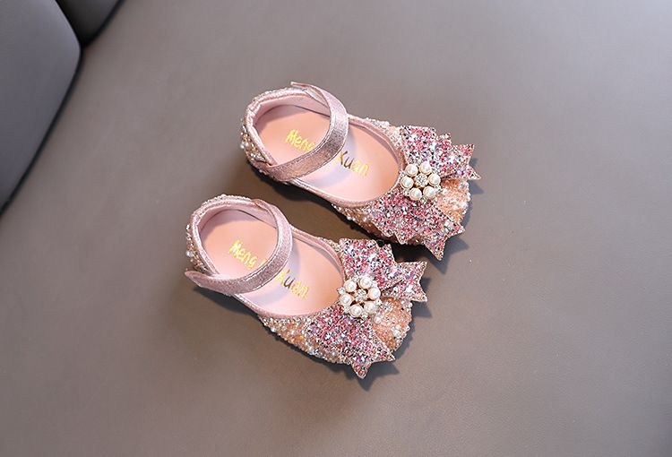 Mädchen Prinzessin Square Mund Strass Schleife Einzelschuh Schuhe Show Tanzschuhe_voghion.com