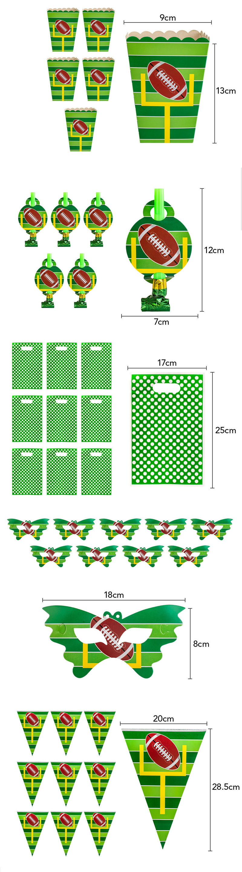 Rugby themed birthday party venue decoration props, disposable paper cups, plates, tableware sets, supplies_voghion.com