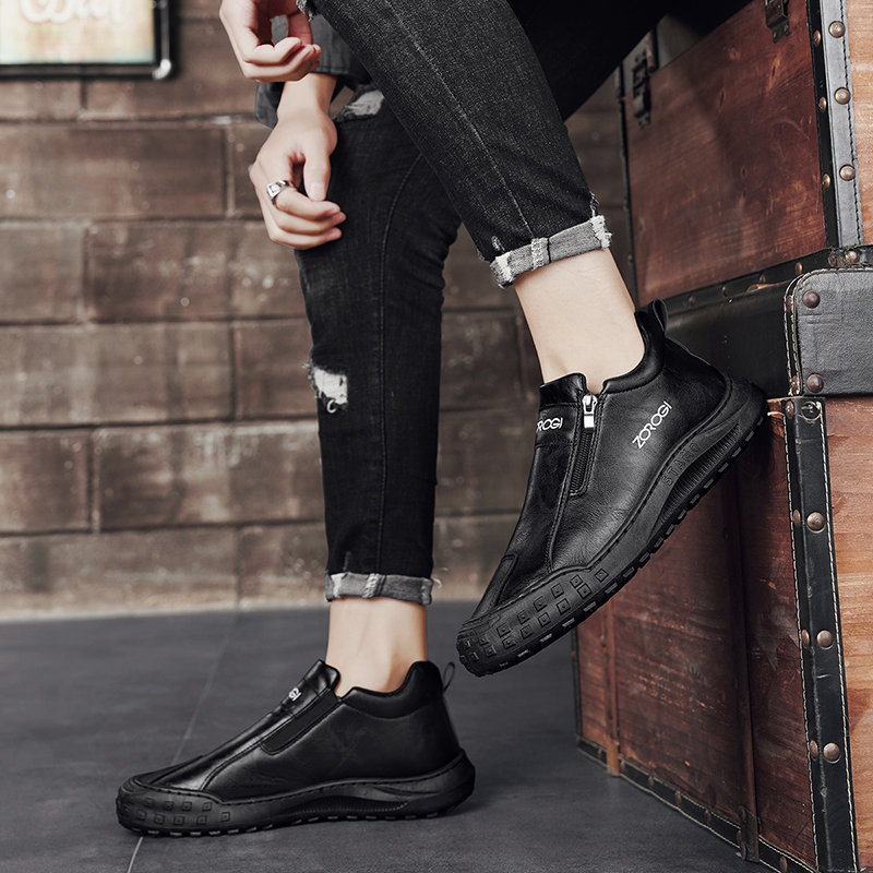 Men's Shoes Mid Top Zip Outdoor Casual Shoes Labour Shoes Driving Shoes Comfortable Slip Ons Shoes_voghion.com