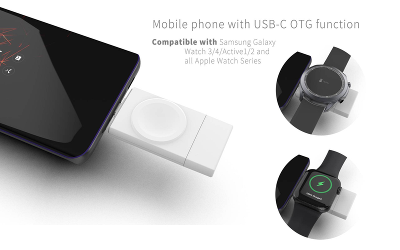 Dual interface portable watch charger for Apple Samsung Watch universal wireless charger T316_voghion.com