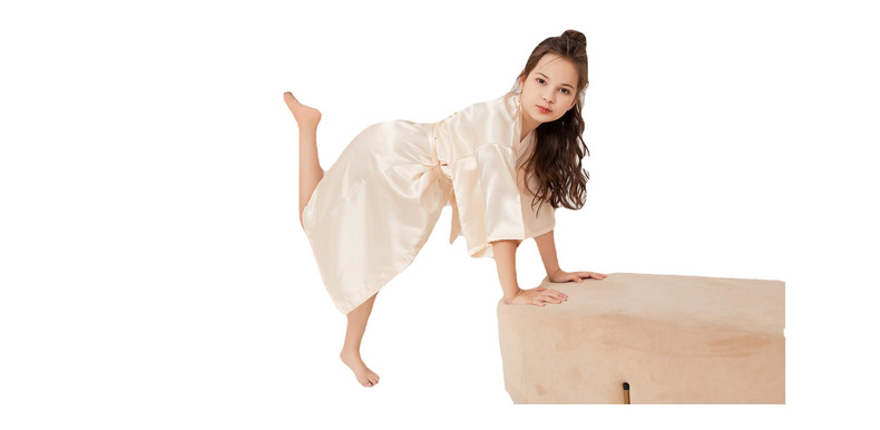 Abbigliamento da donna Accappatoio da notte per camicia da notte in raso di seta intrecciata per bambini, vestaglia cardigan sottile estiva lunga e lucida per bambini di medie e grandi dimensioni_voghion.com
