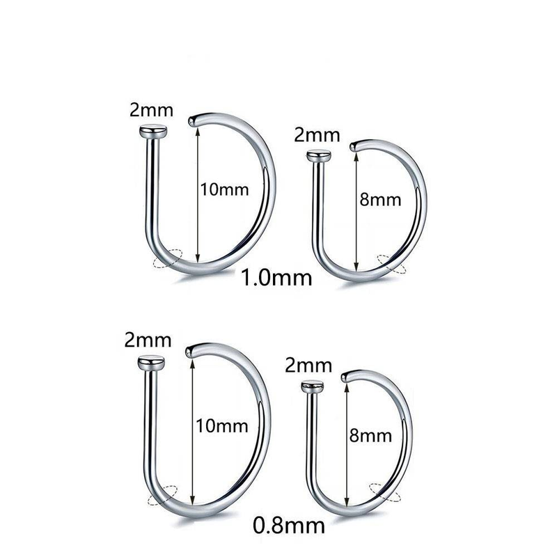 D-shaped nose ring stainless steel non piercing punk style plated k gold nose nail lip ring piercing jewelry with a sense of luxury niche_voghion.com
