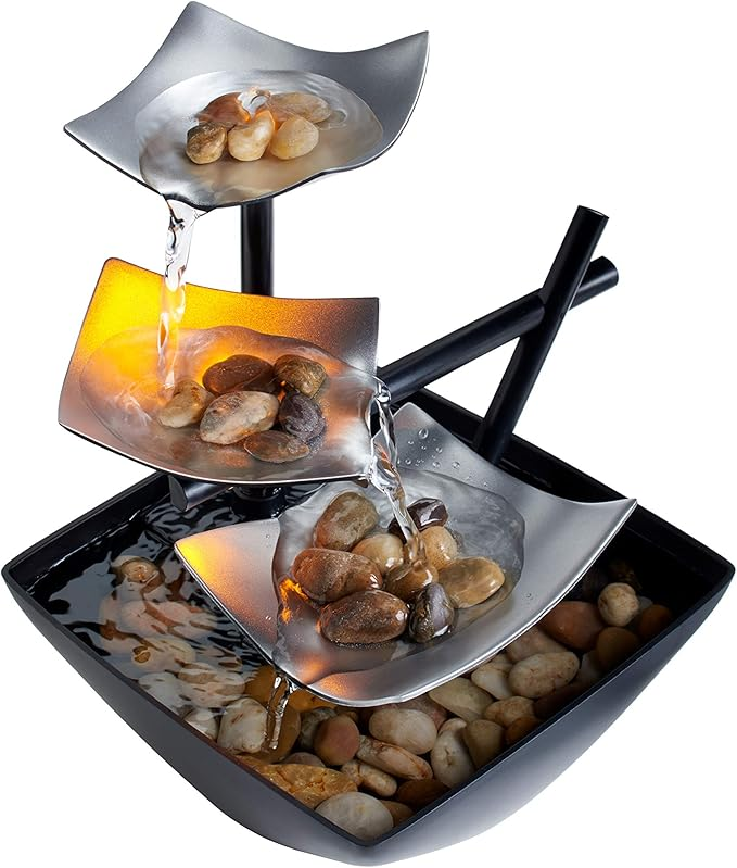 Fontana da tavolo, macchina per suoni rilassanti per la casa, pompa automatica, bacino profondo e fiume naturale, spazio di relax zen al chiuso_voghion.com