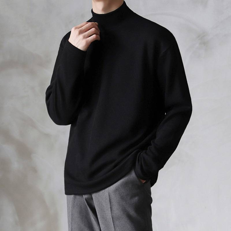 Men's Clothing Winter And Autumn Tops Half Turtleneck Bottoming Shirt Men's Solid Color Long Sleeve T Shirts Trendy T Shirts_voghion.com