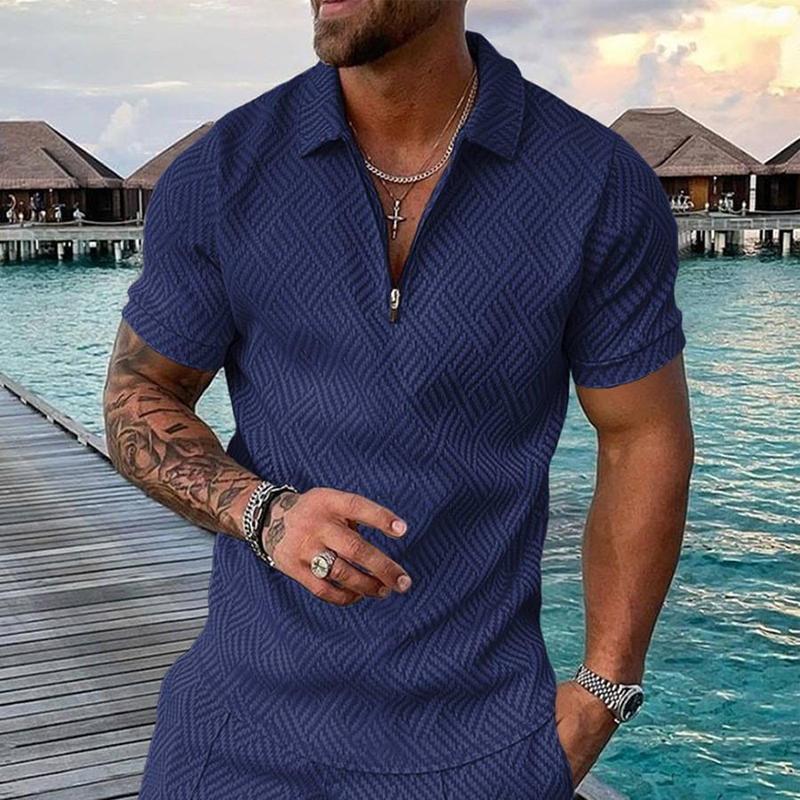Neues Sommer-T-Shirt für Herren mit lässigem Revers, gewöhnliches, lässiges, einfarbiges 3D-gedrucktes Sommer-T-Shirt_voghion.com