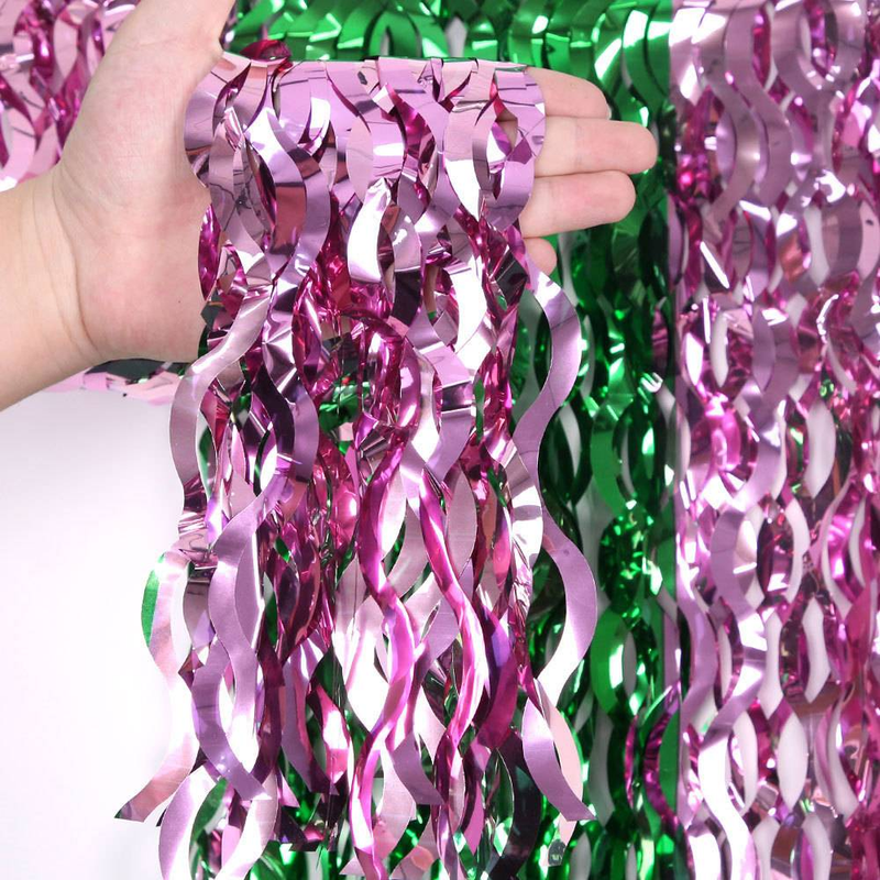 75*275cm Pink And Green Color Matching Rain Silk Curtain Table Skirt Magic Bad Witch Theme Party Decoration Pet Tassel Table Curtain_voghion.com