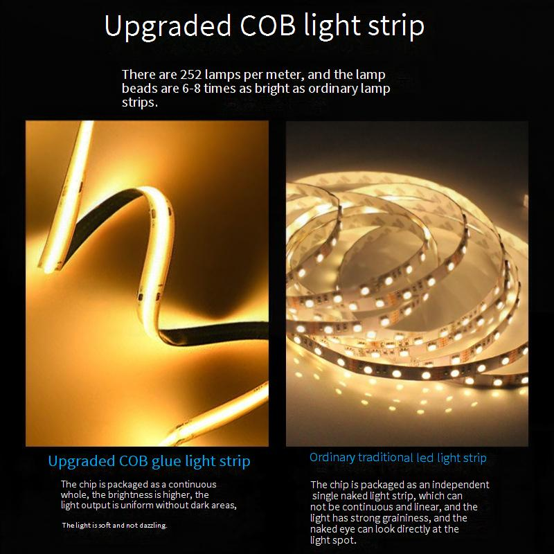 Striscia luminosa colorata COB Striscia di illuminazione per interni Striscia luminosa LED per interni Bluetooth Striscia luminosa COB dimmerabile_voghion.com