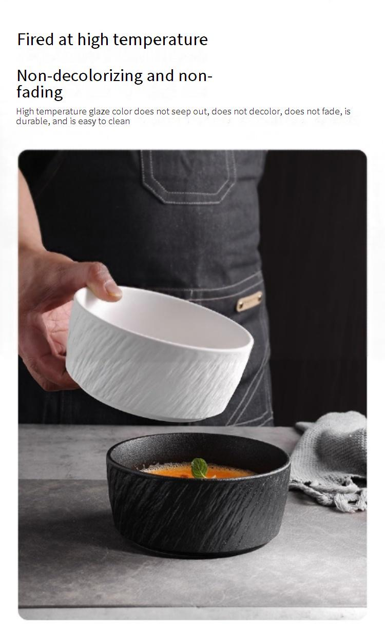 Set di ciotole in ceramica effetto pietra - Piatto multiuso per riso/zuppa/noodles (ciotola per colazione e dessert in gres da 6,5 pollici, adatta al microonde e alla lavastoviglie)_voghion.com