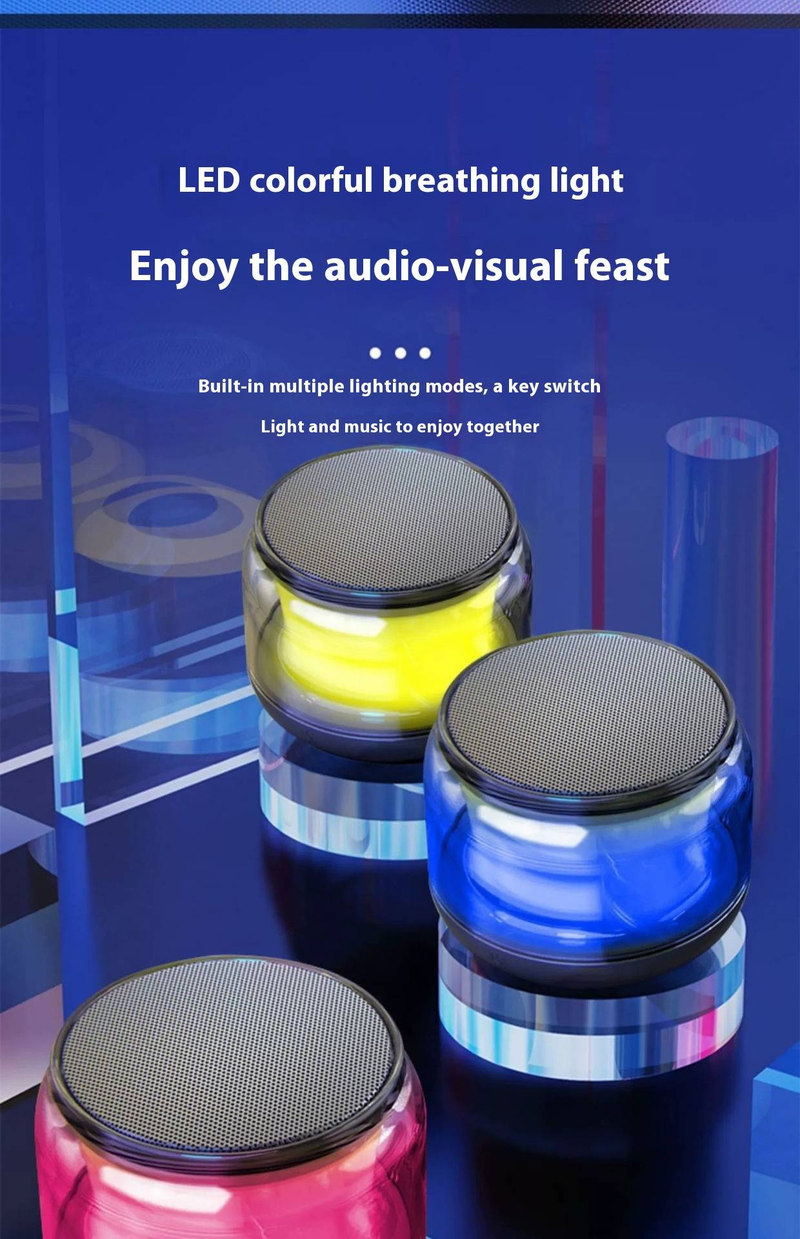 S100 RGB Bluetooth Speaker - Portable Desktop Speaker With Stunning Sound & Colorful LED Lights (Ideal For Parties & Home Use)_voghion.com
