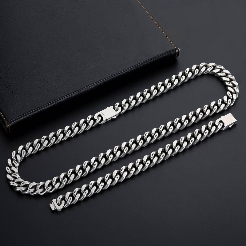 Men's Jewelry Engraved Brushed Stainless Steel Cuban Bracelet Men's Hip Hop Titanium Steel Men's Bracelet Does Not Fade_voghion.com