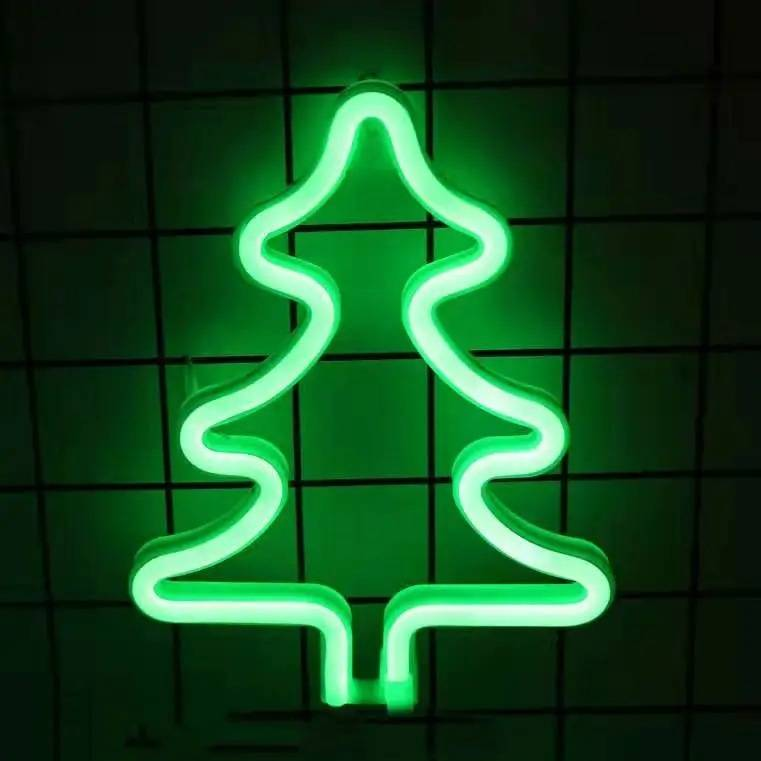 Appliques murales LED néon – Décoration à piles avec motifs d'amour, de flamants roses, de cactus et d'étoiles pour chambre, fête et photo (rose, vert, blanc chaud, 5 à 11 LED)_voghion.com