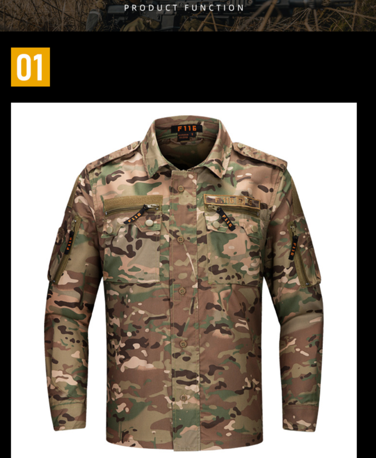 Tactical Camo Shirt & Pants Set For Men - Quick-Dry, Breathable, Durable Outdoor Combat Uniform With Moisture-Wicking (Multiple Sizes & Colors)_voghion.com