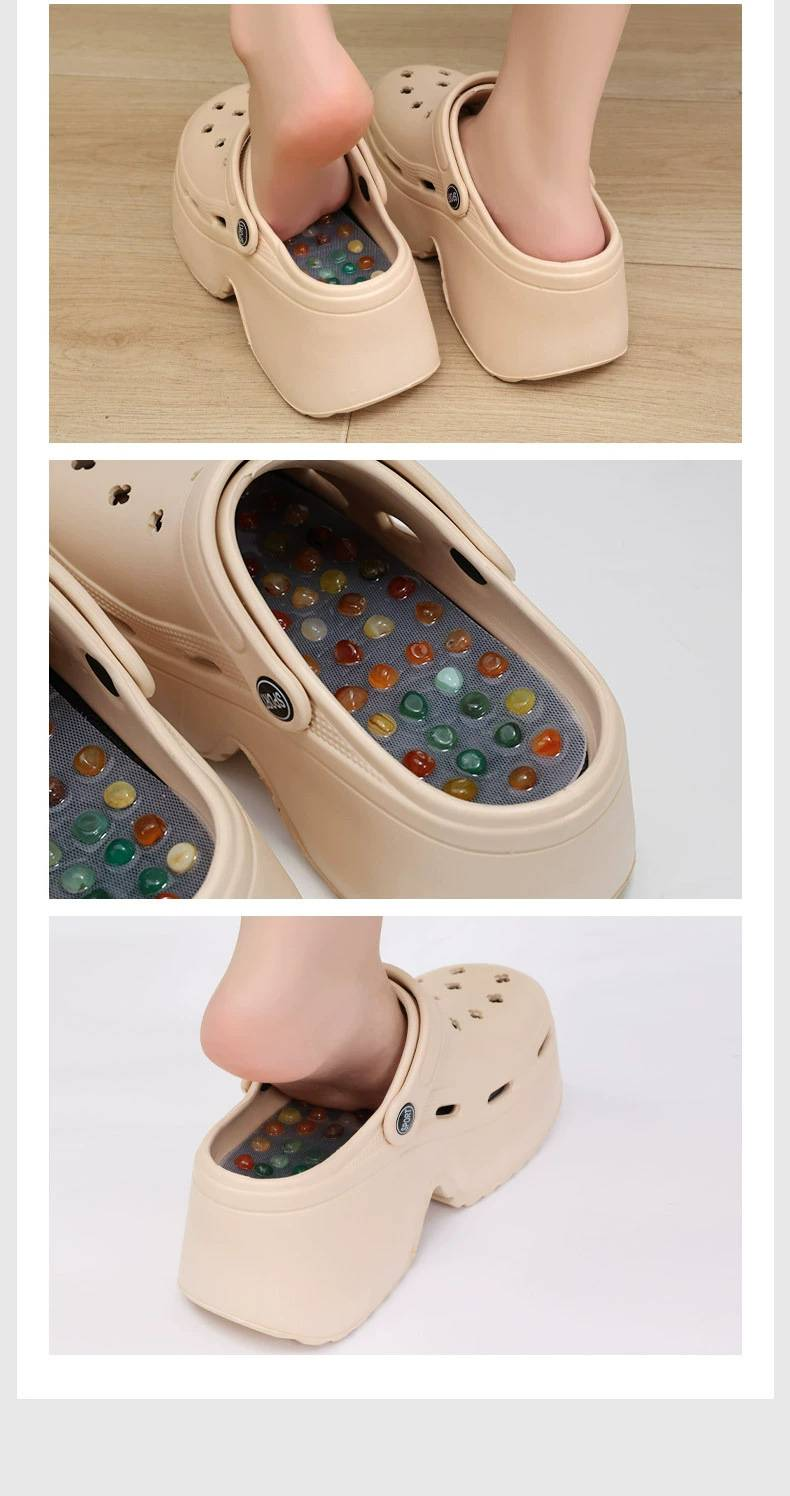 The Translation Is: "New Style Holey Shoes With Foot Massage, Foot Therapy For Both Cold And Warm Conditions, Comfortable Height Increasing Shoes_voghion.com