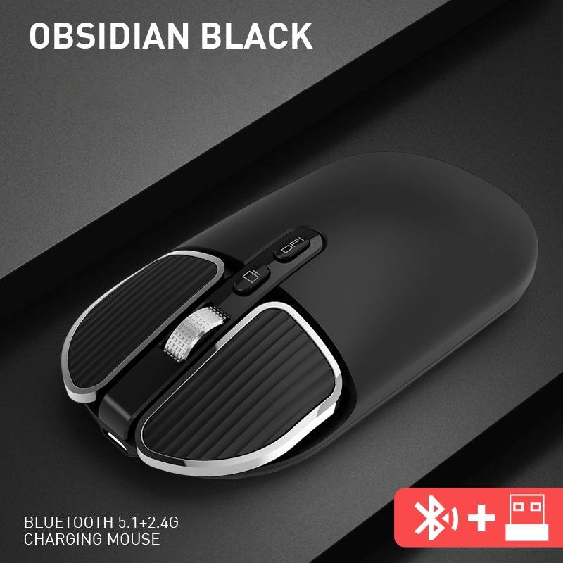 Wireless Bluetooth Dual-Mode Mouse With Silent Click & 4-Way Scroll, Ergonomic Design, 2400DPI, Compatible With Laptop/PC_voghion.com