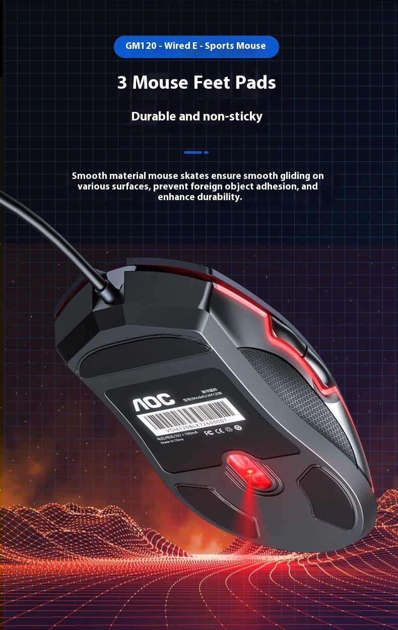 Mouse da gioco cablato: mouse ottico ad alta precisione da 6400 DPI con 6 pulsanti programmabili e design ergonomico per giocatori su PC_voghion.com